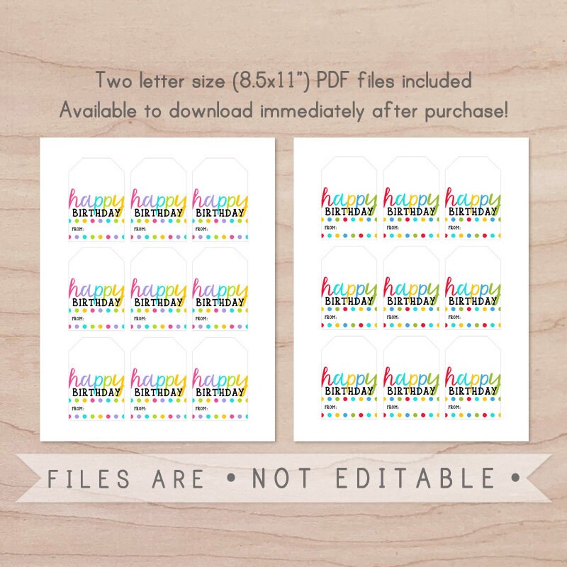 Printable Gift Tags / Happy Birthday Gift Tag / Birthday Gift - Etsy
