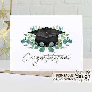 Carte imprimable de félicitations / Téléchargement instantané au format PDF / Modèle de carte de remise de diplôme Verdure