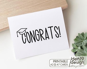 Congrats Printable Card / Instant Download PDF / Graduation Card Template