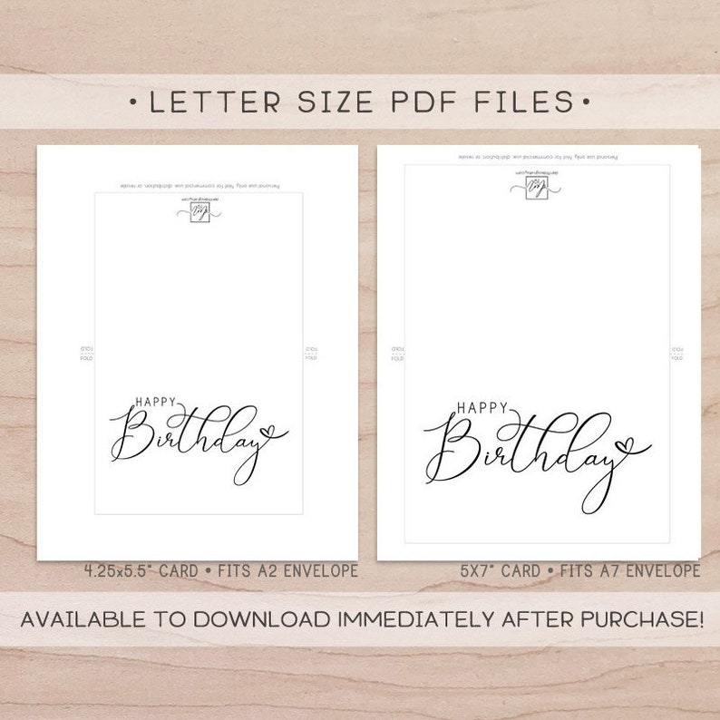 Happy Birthday Printable Card and Envelope / Instant Download - Etsy