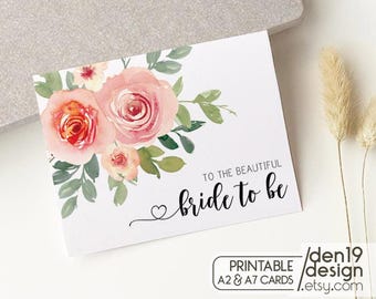 Florale Brautparty Karte: Auf die Braut (PDF)