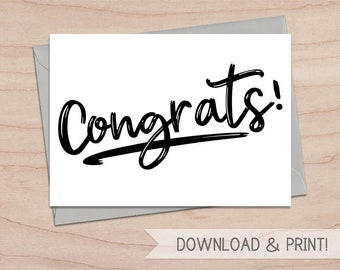 Congratulations Printable Card / Instant Download PDF / Card | Etsy