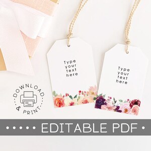 Editable &amp; Printable Gift Tags / Floral Gift Tags / Favor Tag Template ...