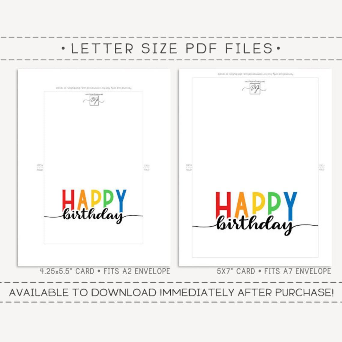 Happy Birthday Printable Card and Envelope / Instant Download Etsy