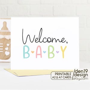 Baby Willkommen druckbare Karte / Sofortiger Download PDF / Kartenvorlage