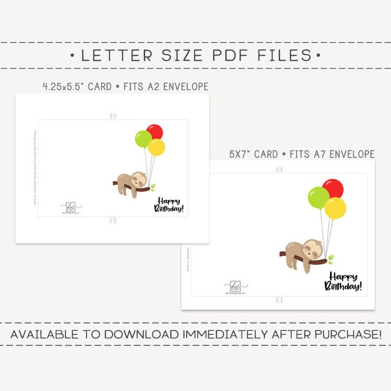 Happy Birthday Printable Card and Envelope / Instant Download - Etsy