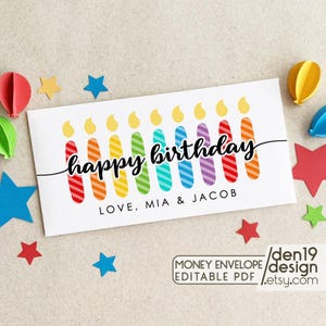 Sobre de regalo de dinero para cumpleaños editable e imprimible / Descarga instantánea en PDF