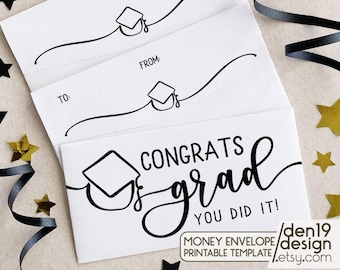 Printable Graduation Money Gift Envelope / Congrats Grad Cash Holder / Instant Download PDF