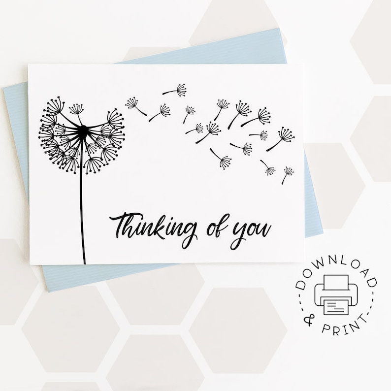 Thinking of You Printable Card / Instant Download PDF / Card Etsy Thinking of You Printable Card / Instant Download PDF / Card Etsy