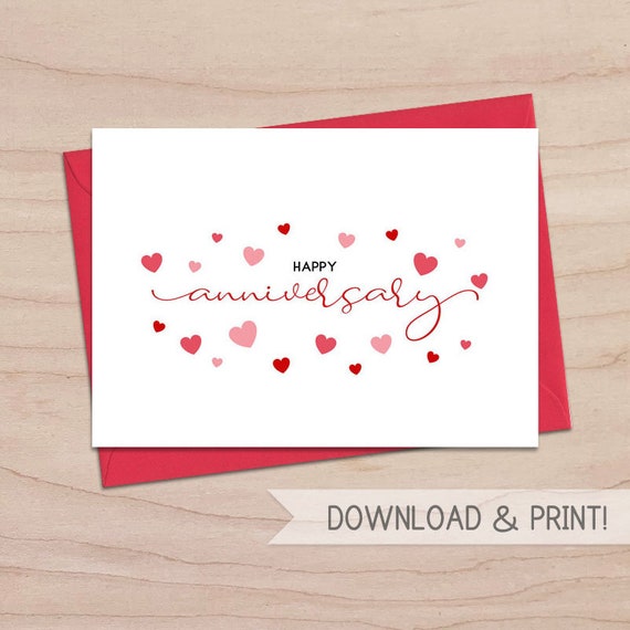 Printable Happy Anniversary Card / Instant Download PDF / | Etsy