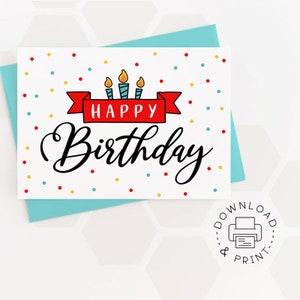 Set of 4 Printable Birthday Cards / Happy Birthday Card / Instant ...