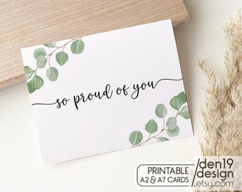 So Proud Of You Printable Card / Instant Download PDF / Graduation Card Template