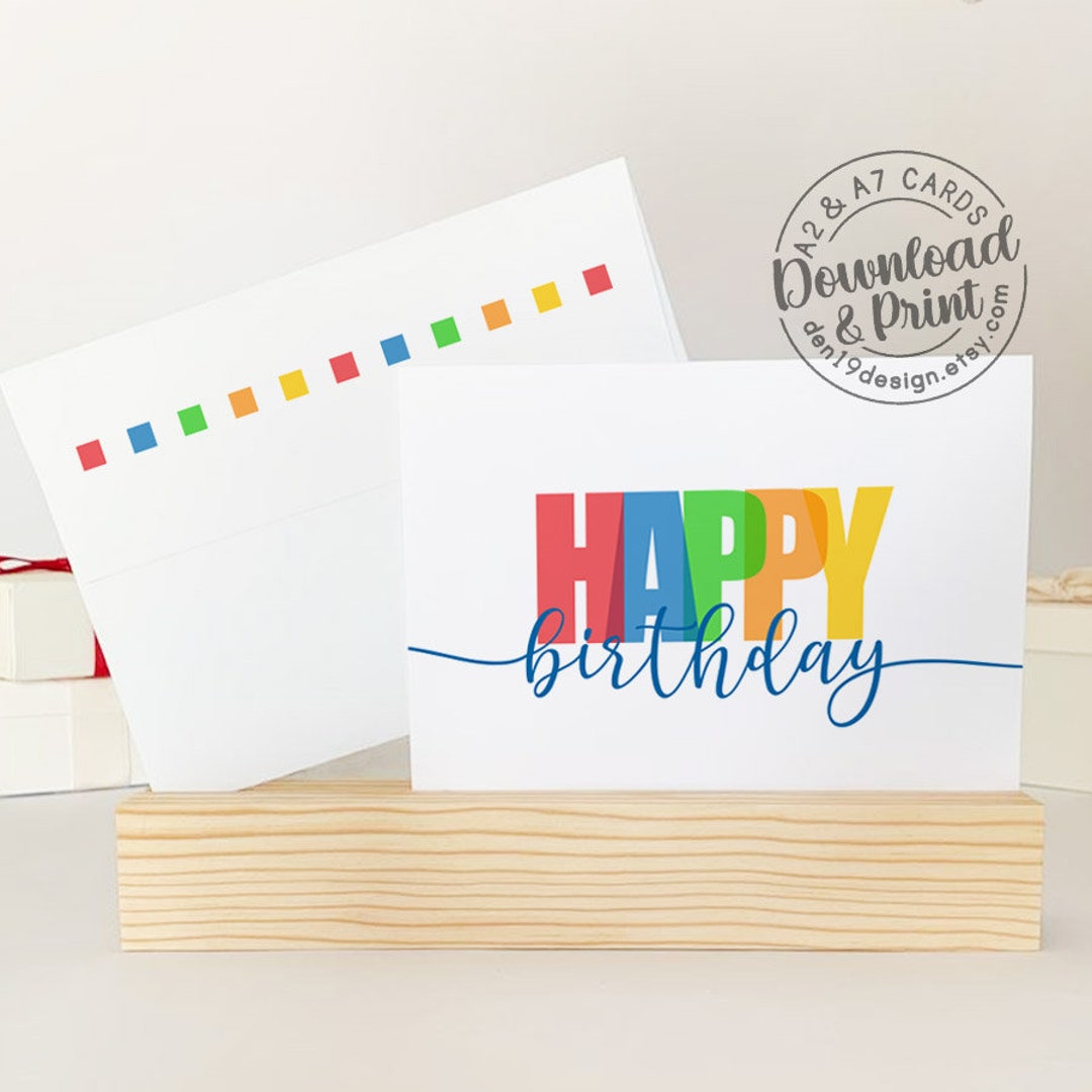 Happy Birthday Printable Card and Envelope / Instant Download PDF ...