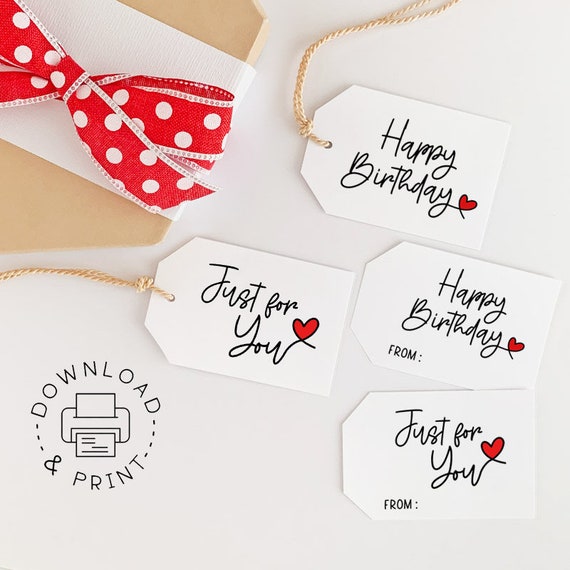 Printable Gift Tags / Happy Birthday Gift Tag / Just for You - Etsy