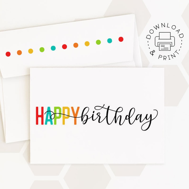 Happy Birthday Printable Card and Envelope / Instant Download - Etsy