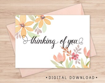 Thinking of You Printable Card / Instant Download PDF / Card | Etsy