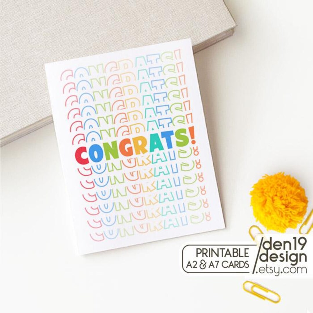Congrats Printable Card / Instant Download PDF / Card Template - Etsy
