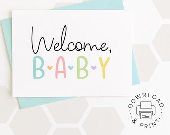 Welcome Baby Printable Card / Instant Download PDF / Card Template