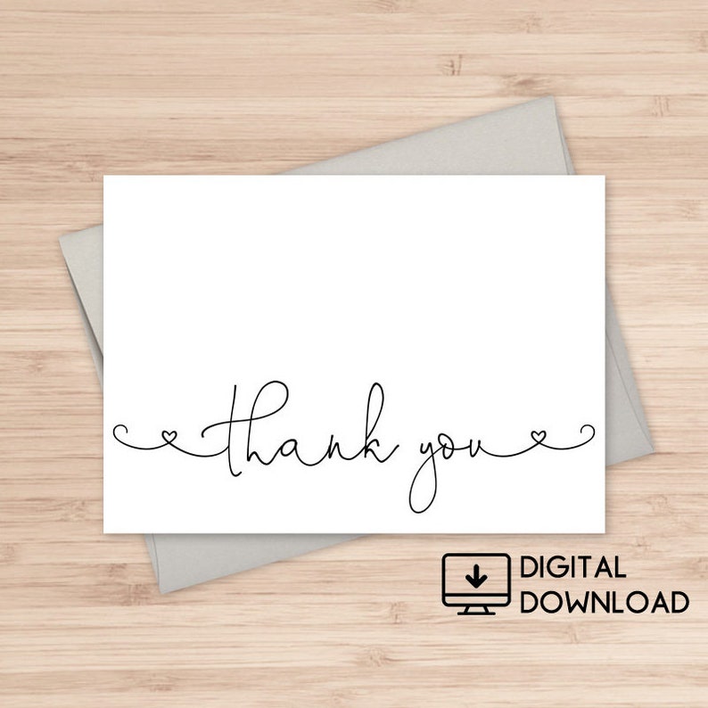 Thank You Printable Card / Instant Download PDF / Card | Etsy