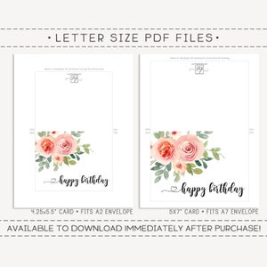 Happy Birthday Printable Card and Envelope / Instant Download PDF ...