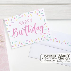Happy Birthday Card Printable: A2 & A7 Template (PDF)