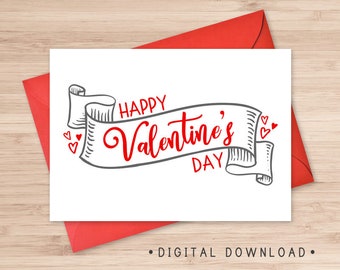 Happy Valentine's Day Printable Card / Instant Download | Etsy