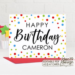 Cartão de Feliz Aniversário Editável e Imprimível / Download Instantâneo em PDF / Modelo de Cartão