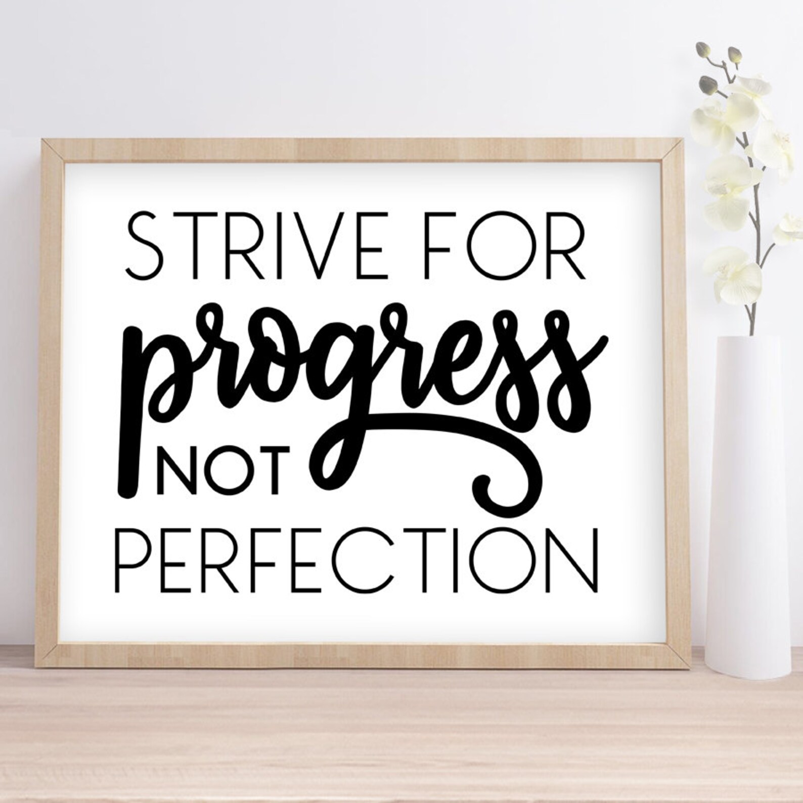 Strive For Progress Not Perfection / Printable Wall Art / | Etsy