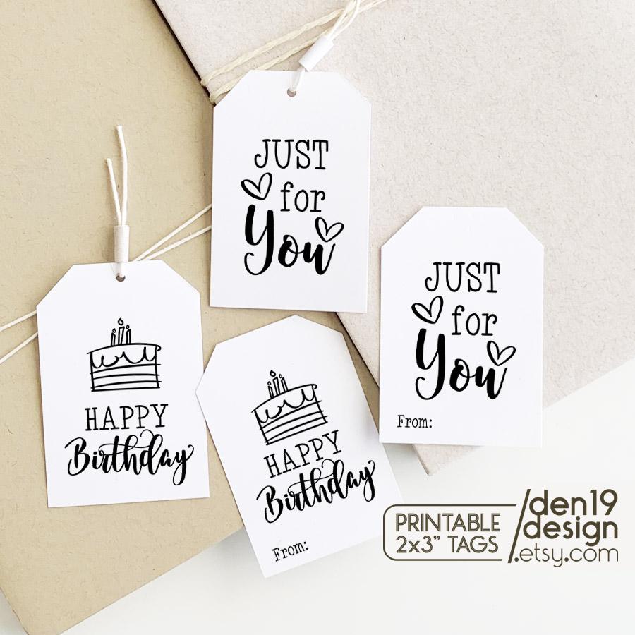 Printable Birthday Gift Tags: Lettering Gift Labels (PDF Files)