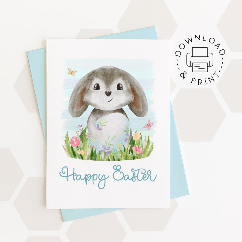 Happy Easter Printable Card / Instant Download PDF / Easter - Etsy