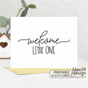Welcome Little One afdrukbare kaart / Instant download pdf / Nieuwe babykaartsjabloon
