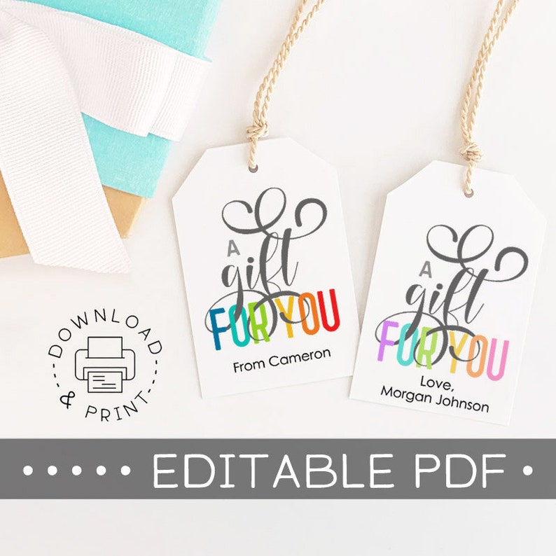 Editable &amp; Printable Gift Tags / A Gift for You Tag / Favor - Etsy