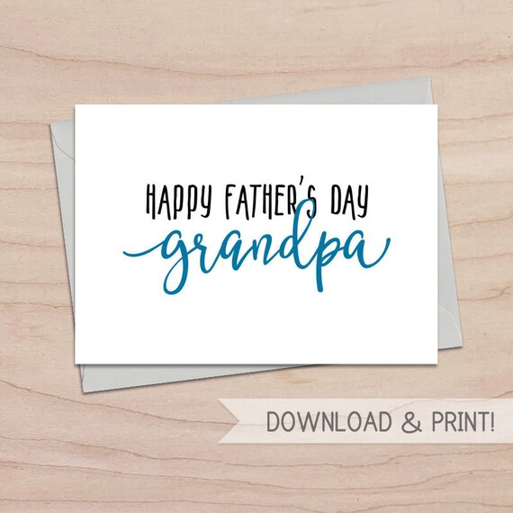 Happy Father's Day Grandpa Printable Card / Instant Etsy Hong Kong