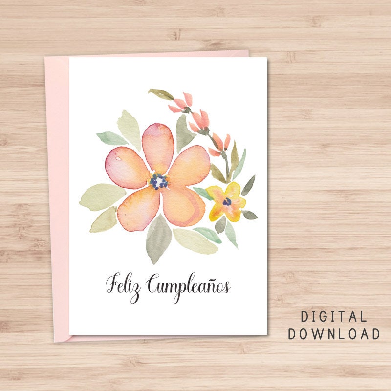 feliz cumpleanos happy birthday printable card instant etsy