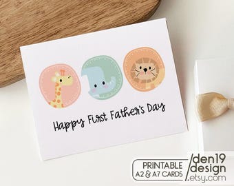Happy First Father's Day Printable Card / Instant Download PDF / Card Template