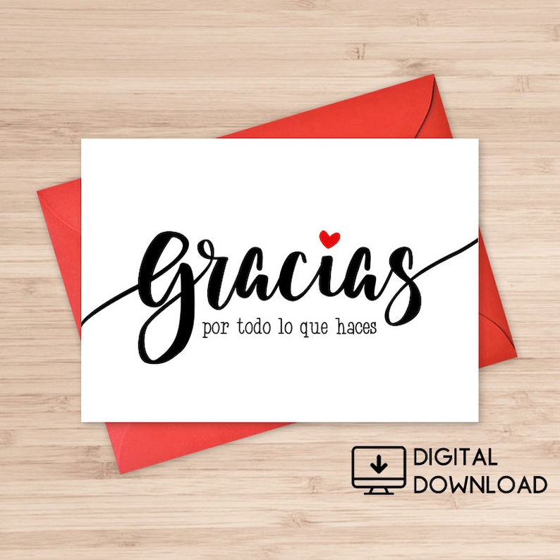 Printable Card Gracias Por Todo Lo Que Haces / Spanish Card Etsy