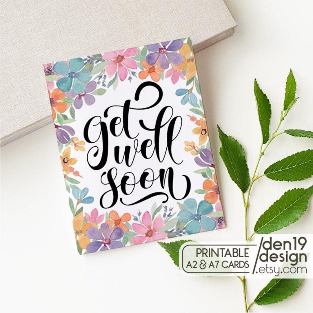 Floral Get Well Soon Printable Card / Instant Download PDF / Card ...