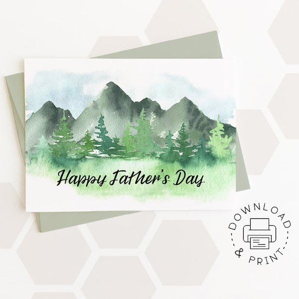 Printable Happy Father's Day Card / Forest Card Template / Instant Download PDF