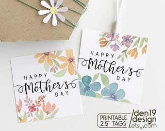 Printable Happy Mother&#39;s Day Gift Tags / Instant Download Mother&#39;s Day 2.5&quot; Favor Tag Set