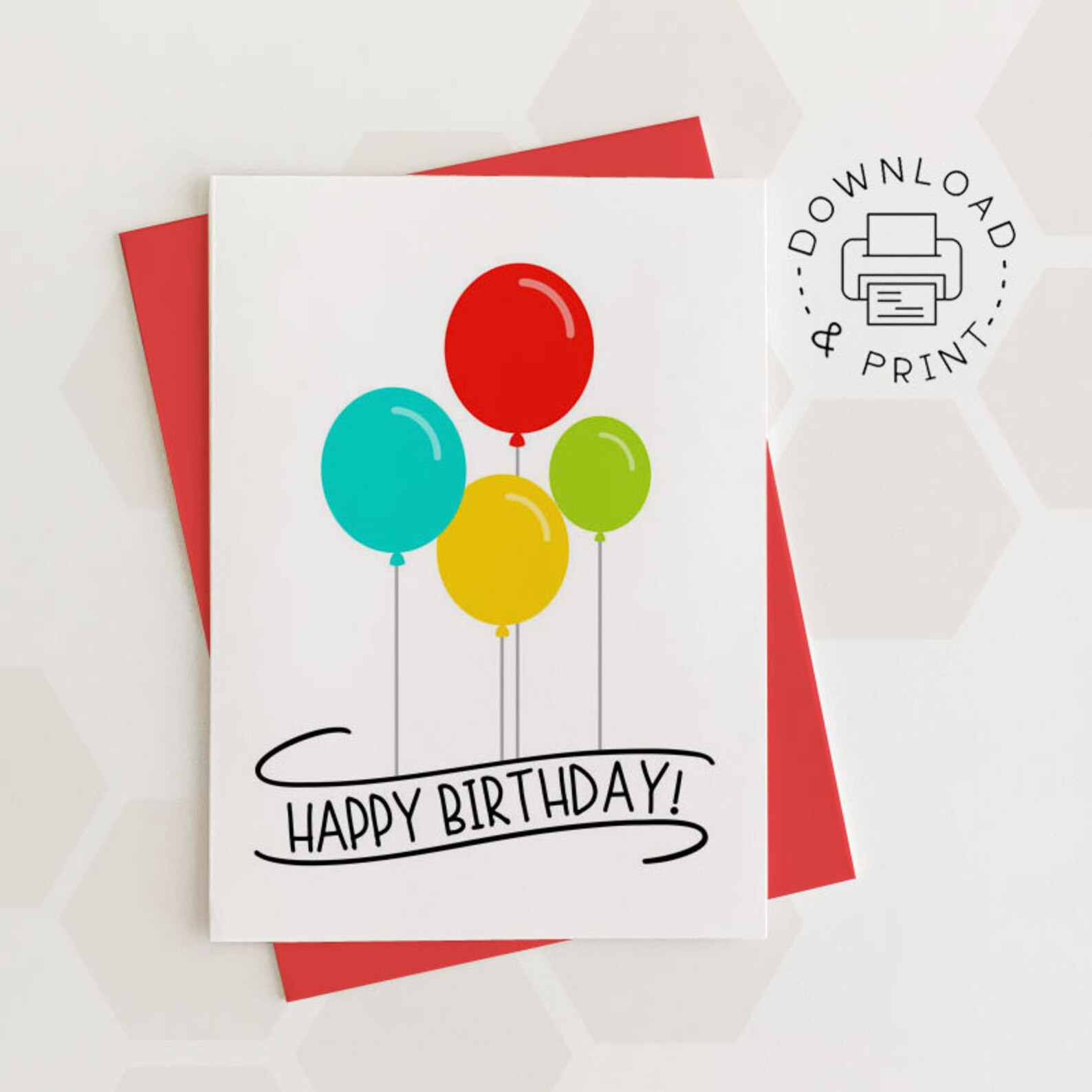 Set of 4 Printable Birthday Cards / Happy Birthday Card / - Etsy