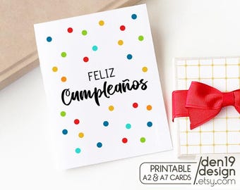Biglietto stampabile Feliz Cumpleaños: compleanno spagnolo (PDF)
