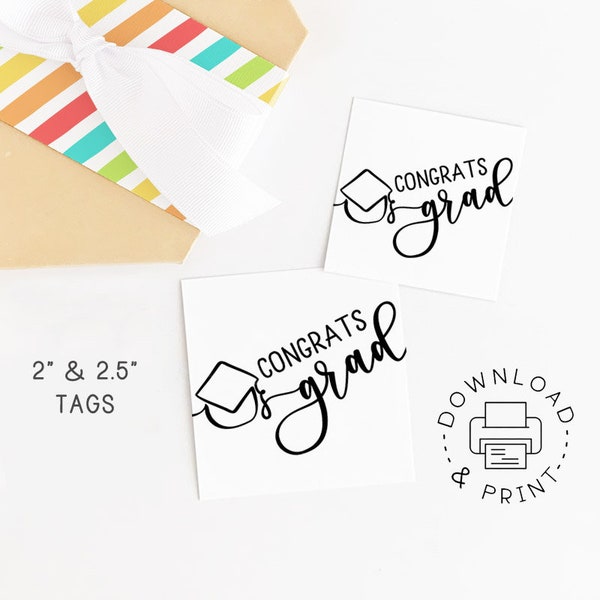 Printable Graduation Gift Tags / Square Congrats Grad Tag / 2x2 and 2.5x2.5 tag / Instant Download