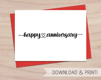 Printable Happy Anniversary Card / Instant Download PDF / | Etsy