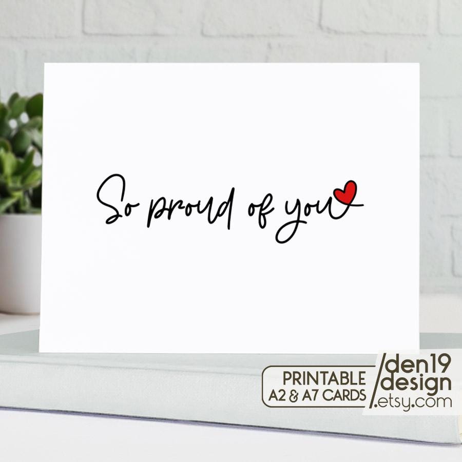 So Proud of You Printable Card / Instant Download PDF / Graduation Card ...