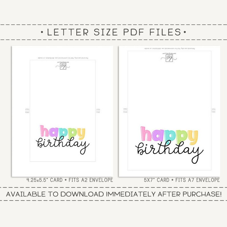 Happy Birthday Printable Card and Envelope / Instant Download - Etsy