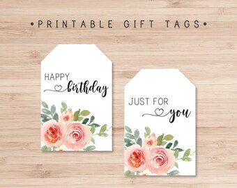 Printable Gift Tags / Happy Birthday Gift Tag / Just for You | Etsy