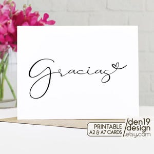 Afdrukbare Gracias-kaart / Spaanse kaartsjabloon / Tarjeta Imprimible / Kaartsjabloon