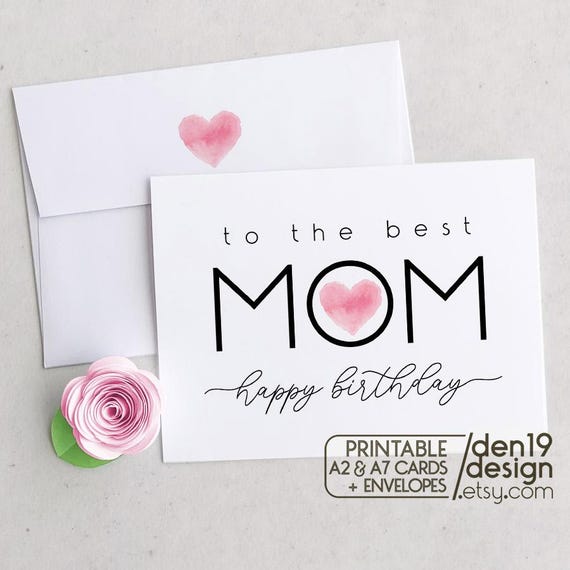 Happy Birthday Mom Printable Card: A2 A7 Template (PDF)