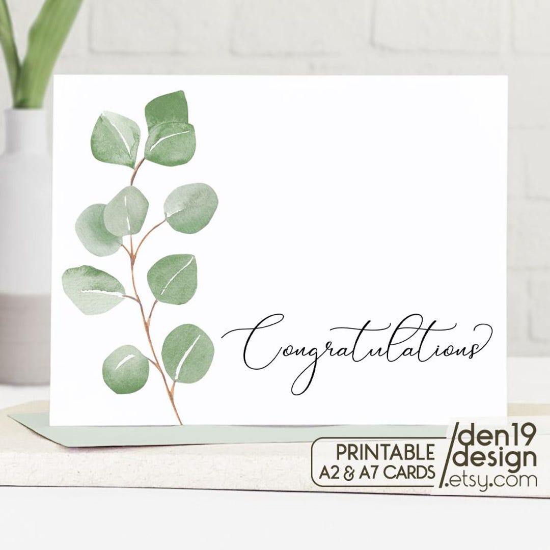 Congratulations Printable Card / Instant Download PDF / Eucalyptus Card ...