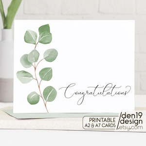 Tarjeta de felicitación imprimible / Descarga instantánea en PDF / Plantilla de tarjeta de eucalipto